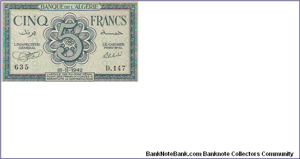 Banknote from Algeria year 1942