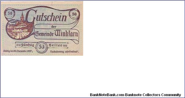 50 HELLER

30.12.1920 Banknote