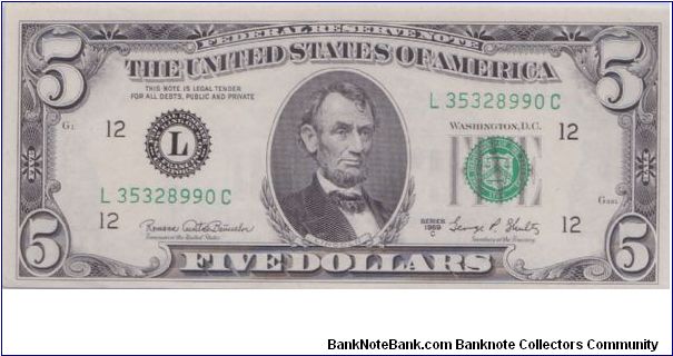 1969 C $5 SAN FRANCISCO FRN Banknote