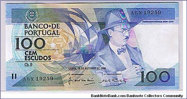 BANK OF PORTUGAL-
100 ESCUDOS Banknote