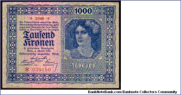 1000 Kronen__
Pk 78__

02-01-1922
 Banknote