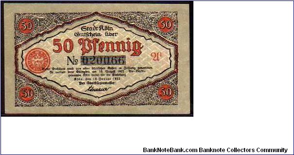 * Notgeld *__Köln
__

50 Pfenning__
Pk NL
 Banknote
