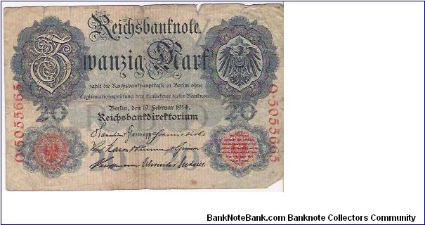 20 MARK

O-5055665

19.2.1914

P # 46 B Banknote