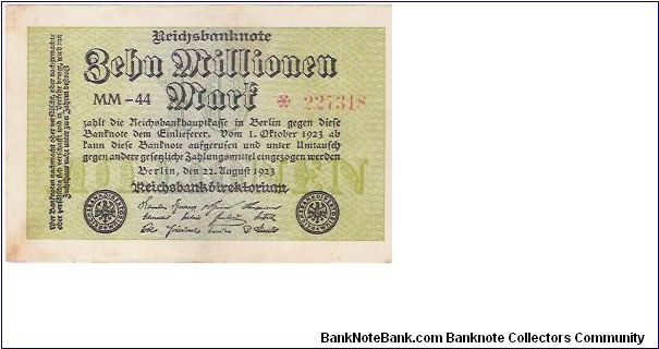10 MILLIONEN MARK

MM-44

* 227318

P # 106 D Banknote