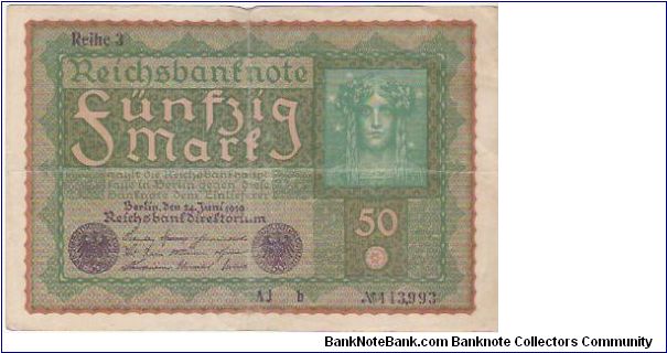50 MARK

AJ-B No443.993

24.6.1919

P # 66 Banknote