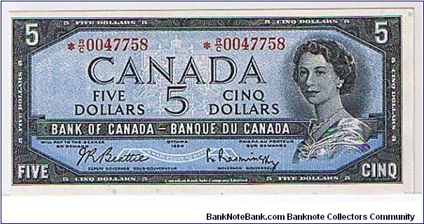 BANK OF CANADA-
 $5 * STAR NOTE Banknote