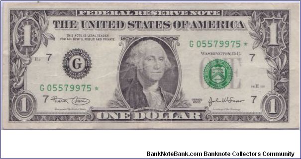2003 $1 CHICAGO FRN **STAR** NOTE Banknote