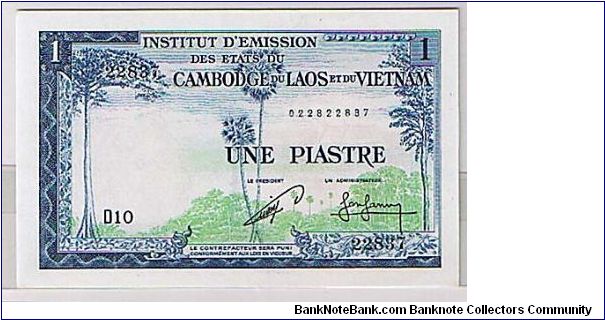 FRENCH INDO-CHINA
 1 PIASTRE Banknote