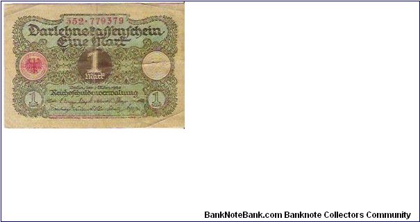 1 MARK

352-779379

20.2.1918

P # 58 Banknote