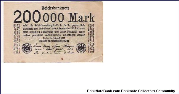 200,000 MARK

9.8.1923

P # 100 Banknote