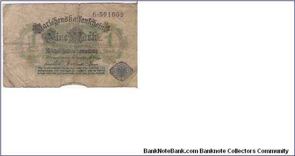 1 MARK

6-591009

12.8.1914

P # 52 Banknote