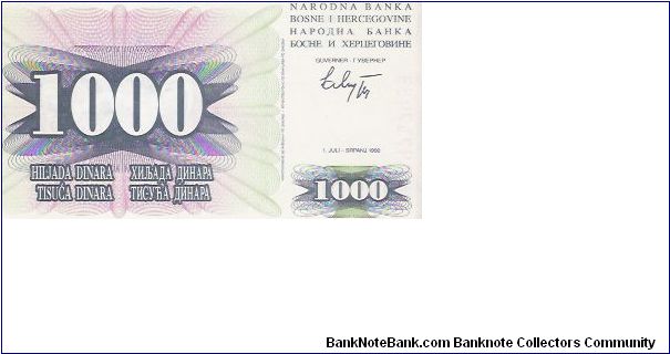 Banknote from Bosnia year 1992