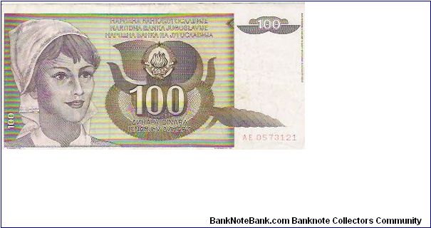 100 DINARA

AE 0573121

P # 108 Banknote