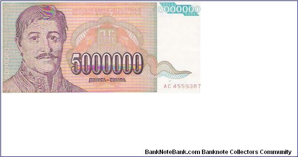 5,000,000 DINARA

AC  4559387

P # 132 Banknote
