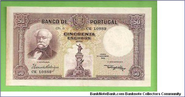 50 ESCUDOS 1932
DUQUE DE SALDANHA
BELA - EF /VERY RARE FOR CONDITION
18.11.1932
163mmX90mm Banknote