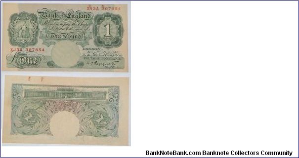 1 Pound. Peppait signature. Banknote