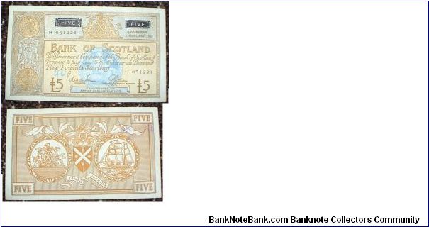 5 Pounds. Bank of Scotland. Banknote