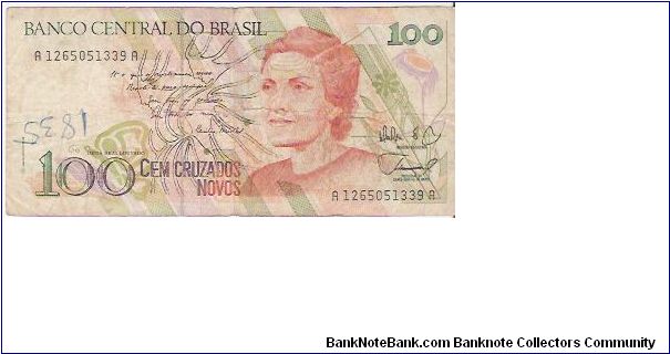 100 CRUZEIROS

SERIES # 1-6772

A 1265051339 A

P # 220 A Banknote