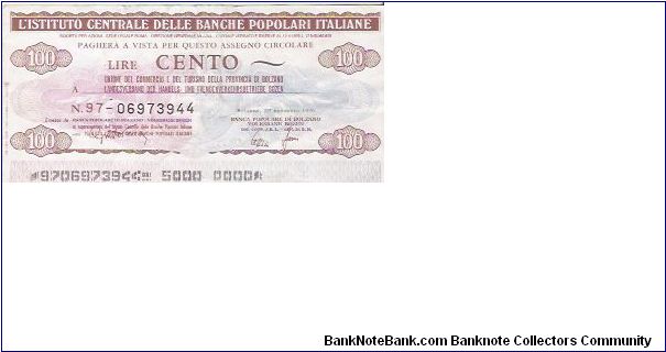 CREDIT NOTE

100 LIRE

No.97-06973944

22.11.1976 Banknote