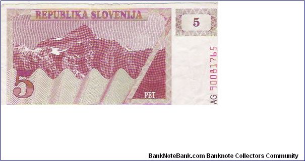 5 TOLARJEV

AG 90081765

P # 3 A Banknote