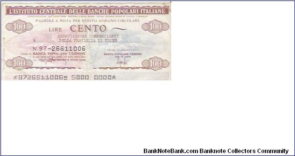 CREDIT NOTE

100 LIRE

No.97-26611006

12.4.76 Banknote