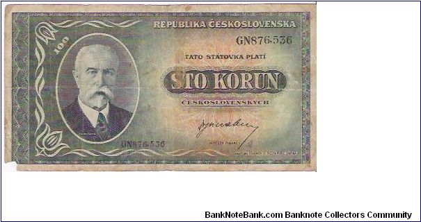 100 KORUN

GN876536

P # 63 A Banknote