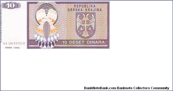 10 DINARA

AA 0842959

P # R 1 A Banknote