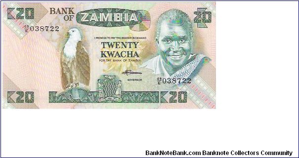 20 KWACHA

49/E  038722

P # 27 E Banknote