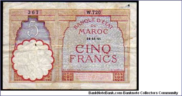 5 Francs__
Pk 23 Ab__
14-11-1941 Banknote