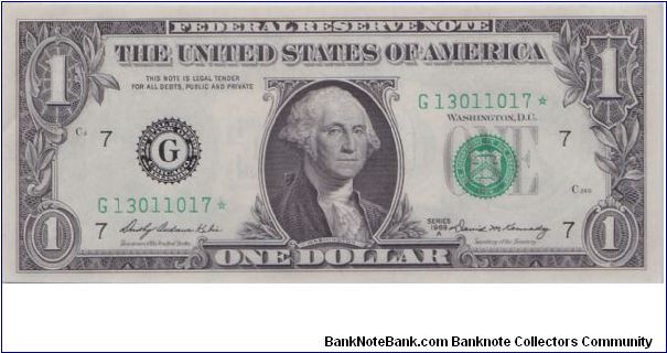 1969 A $1 CHICAGO FRN   **STAR** NOTE


#4 OF 5 CONSECUTIVE Banknote