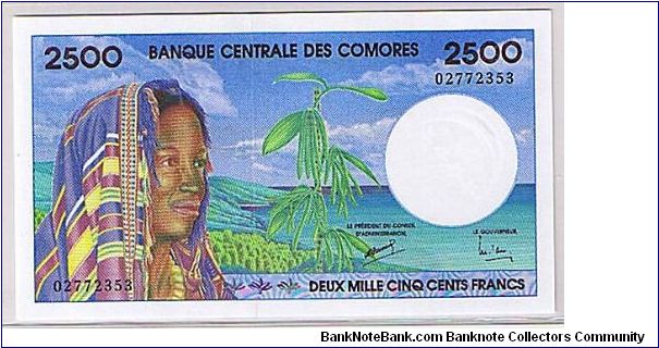 COMORES 2500FRANCS Banknote