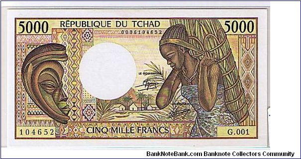CHAD 5000 FRANCS Banknote