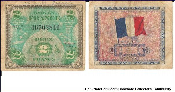 P114
2 Francs
Military Currency Banknote