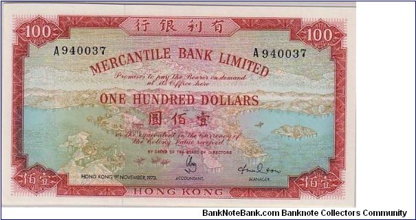 MERCANTILE BANK
$100 SCARE Banknote
