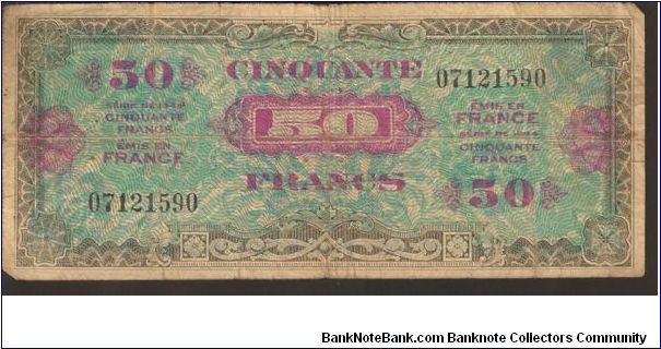 P117
50 Francs
Military Currency Banknote