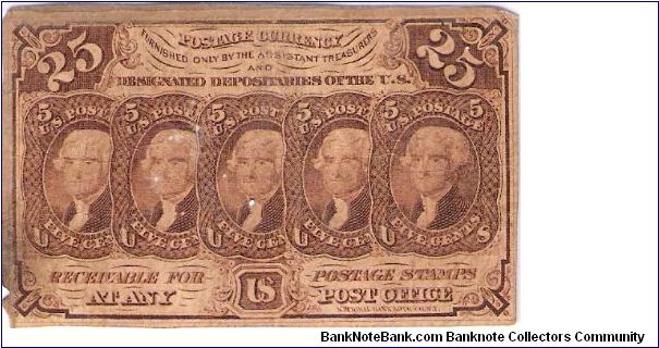 25 cents Postal Currency Banknote