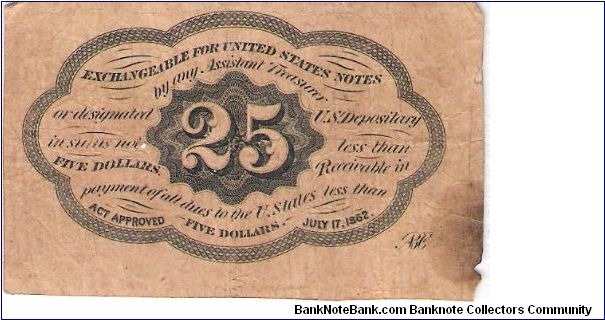 Banknote from USA year 1862