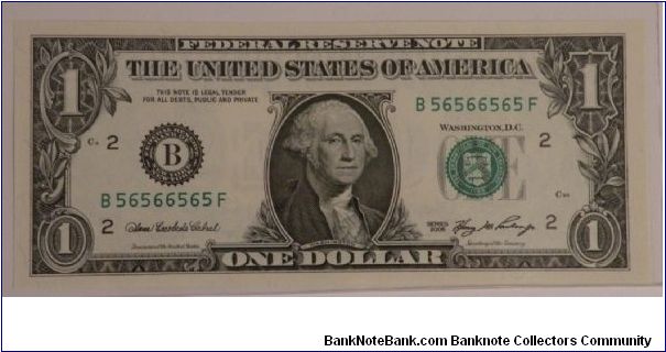 Binary Repeater B56566565F Banknote
