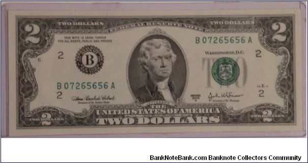 Closest Yet to $2 65 2003A Binary Note B07265656A Banknote