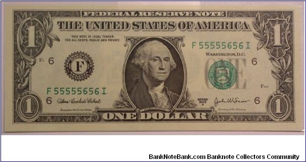Binary F55555565I 2003A Banknote