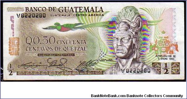 1/2 Quetzal__
Pk 58 c
__
06-01-1982
 Banknote