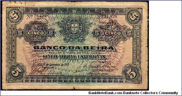 5 Libras/Esterlina__
Pk 9 a__

Regional Issues__

Banco de Beira __

Companhia de Mocambique__

Cancelado
 Banknote