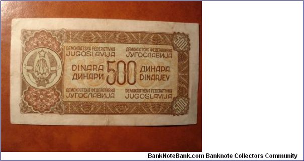 Banknote from Yugoslavia year 1944