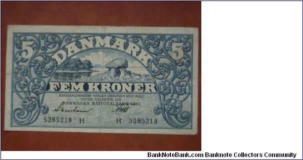 5 krone Pick 30,Denmark 5 krone Banknote