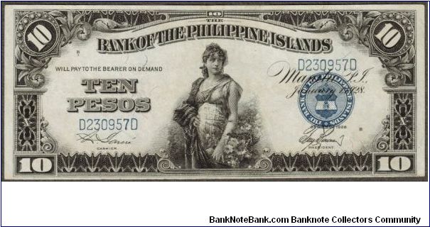 p17 1928 10 Peso BPI note Banknote