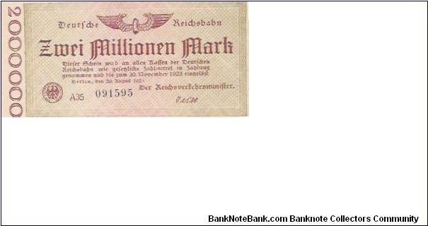 2,000,000 MARK

BERLIN 1923

A35   091595 Banknote