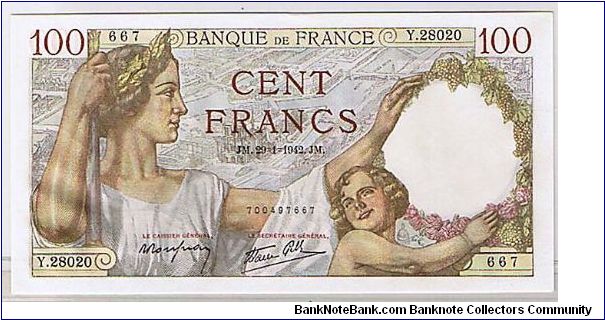 FRENCH 100 FRANCS Banknote