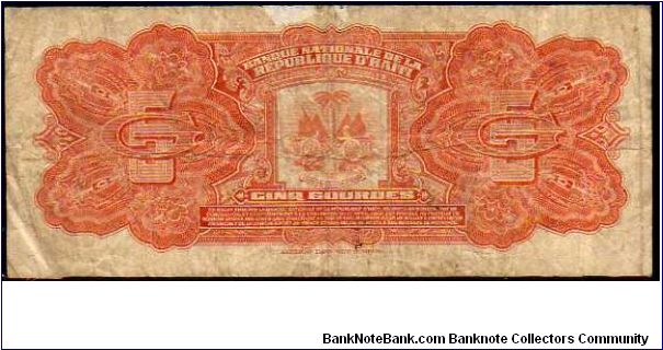 Banknote from Haiti year 1919