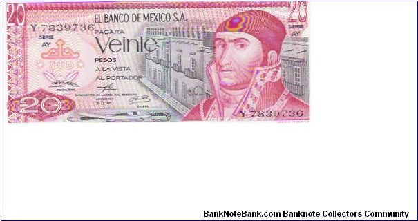 20 PESOS

Y 7839736

SERIE AY

18.7.1973

P # 64 B Banknote