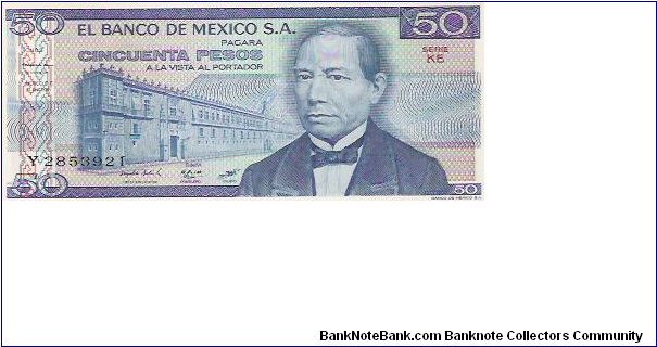 50 PESOS

Y 2853921

SERIE KE

27.1.1981

P # 73 Banknote